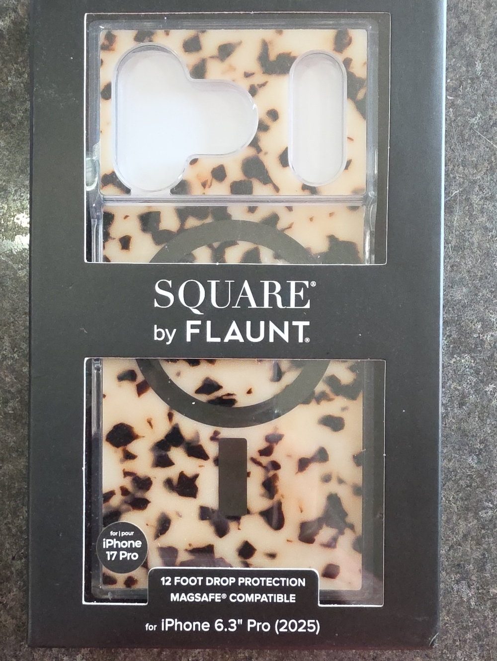 SQUARE by FLAUNT Tortoiseshell iPhone 17 Pro Case - Cream & Black